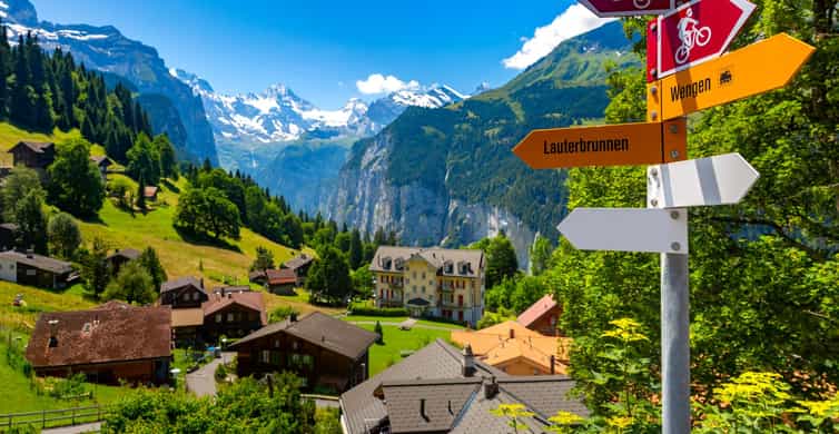 A view of snow-capped peaks in the European Alps