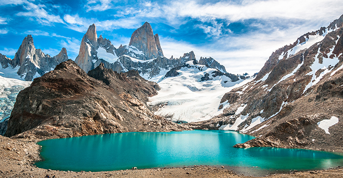 Jagged, windswept peaks in Patagonia, South America